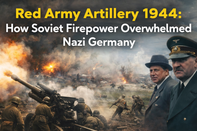 Soviet Red Army artillery firing during a major Eastern Front offensive in 1944, illustrating large-scale artillery operations in World War II